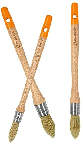 ROLLINGDOG Pinceaux Rond- brosses pour Bois Rond, pinceaux Peinture Set de 3PC pour Une Peinture précise (15mm, 18mm, 21mm) de voiles, d'arcades, de Surfaces profilées