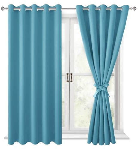Hiasan Verdunklungsvorhänge Gardinen mit Ösen,Blau Grün Blickdicht Vorhänge,2 Stück,167 x 137 cm (Breite x Höhe),weiche Schiebevorhänge für Schlafzimmer,Wohnzimmer usw.