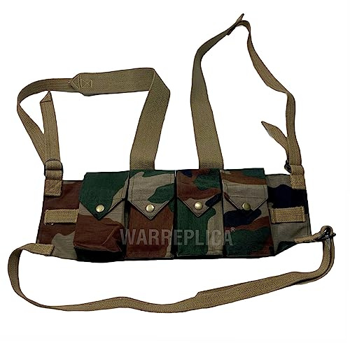 warreplica Rhodesian Fereday & Sons Chest Rig für FAL G3 M14 Bush War Taktische Weste 4 Magazintaschen für 20-Schuss .308 7.62x51mm Magazine Authentisches Canvas Reenactment Gear Verstellbar