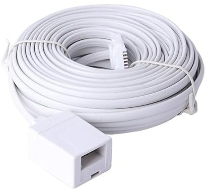 ERHUO 15m BT to BT Extension 4 wire Flat Home Telephone Phone Cable Lead Cable Extension Cable for BT UK Landline Phone Cord Home & Office Fax (15m)