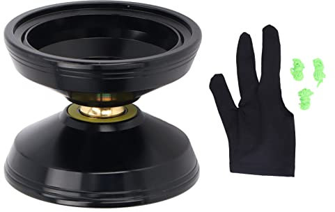 Keenso Yoyo Professionnel Portable Insensible, Jouet Yoyo en Alliage D'aluminium avec Gant de Ficelle pour Ensemble de Jouets d'anniversaire pour Enfants (Noir)