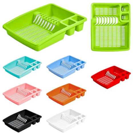 ECO Large Plastic Dish Drainer Rack | Heavy Duty Sturdy Dish Rack for Kitchen Countertop | Green Dish Drainer for Efficient Kitchen Organization & Cutlery Placement (Green)