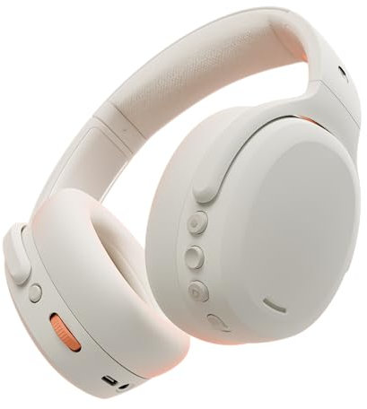 Skullcandy Crusher ANC 2 Wireless Over-Ear Bluetooth Headphones with Multi-Sensory Bass, Active Noise Cancelling, Up to 60 Hours Battery, Microphone for iPhone Android - Bone