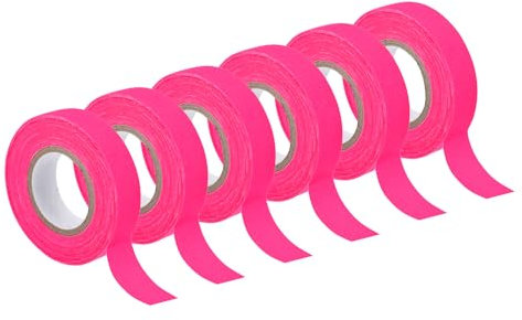 sourcing map 6 Rollen Neon-Gaffa-Klebeband, 0,6 Zoll x 32,8 ft Leuchtendes Klebeband fluoreszierendes Klebeband für Party- und Heimdekoration, Pink