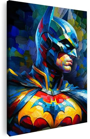 Artmazing | Batman Bild Bunt | S-Art Bilder Modern | Coole Wandbilder für Wohnzimmer | Deko XXL | Leinwand XXL | Buntes Poster für Wand