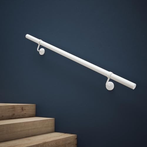 Rothley Kit de pasamanos de escalera blanco mate de 1,2 m - Banniser interior de acero para escaleras