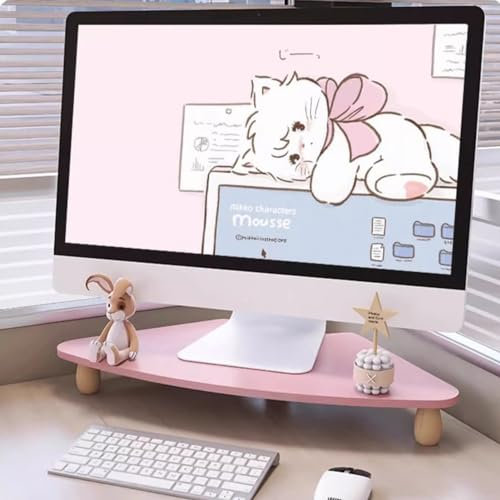 Support Moniteur Support D'angle d Support de Moniteur D'organisateur de Bureau Mignon, Support D'écran de Bureau Rose pour Moniteur, Étagères pour Écran D'ordinateur en Bois Massif ( Color : Pink )