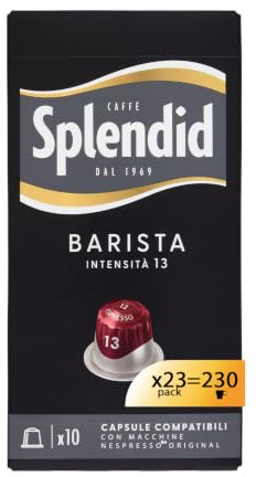 Splendid - Capsule Caffè Espresso Barista - 230 Capsule | 23 confezioni da 10, in Alluminio, Compatibili con macchine Nespresso®* Original