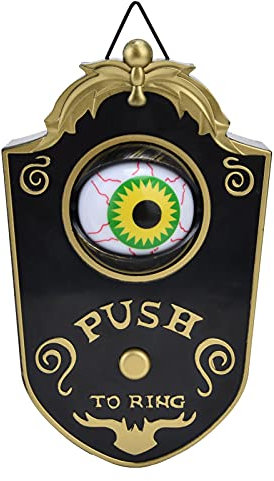 POTRUWE Push to Ring Türklingel Trick or Treat Event Halloween Türklingel Dekoration für drinnen und draußen, sprechende Türklingel für Halloween-Dekor mit einzelnem Augapfel