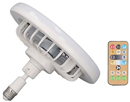 Fafeicy 6500K Kleiner Deckenventilator, 85-265V Fernbedienung, E27-Lampenfassung, Ventilator mit Licht, Einstellbare Geschwindigkeit