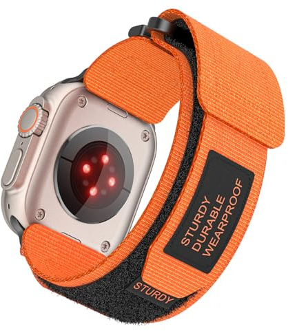 SumRioo Nylon Correa Compatible con Apple Watch 49mm 46mm 45mm 44mm 42mm, Correa Deportiva Pulsera de Reloj Tejida para iWatch Ultra 2/Ultra 1, Series 10 9 8 7 6 5 4 3 2 1 SE SE2, Naranja