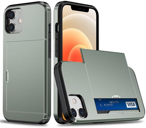 Beajew Handyhülle für iPhone 11 Case Silikon, mit Kartenfach Silikon TPU Handyhülle Dünn Weiche Stoßfest Flexibel Handy Tasche Bumper Brieftasche Case, Military Green