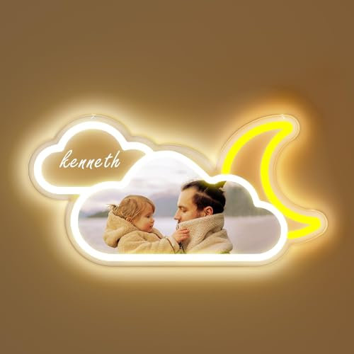 Personalisiertes Nachtlicht für Babys, Individuelle Led Neon-Schild Nachttischlampe für Kinder, Personalisiert mit Foto Nachttischlampe für das Kinderzimmer Geschenk für Kinder & Babys