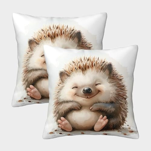 LLEERCFTY Igel Kissenbezug 2er Set Kissenhülle Zierkissen für Sofa Bed Auto Büro Cafe Garten Dekor 40x40cm