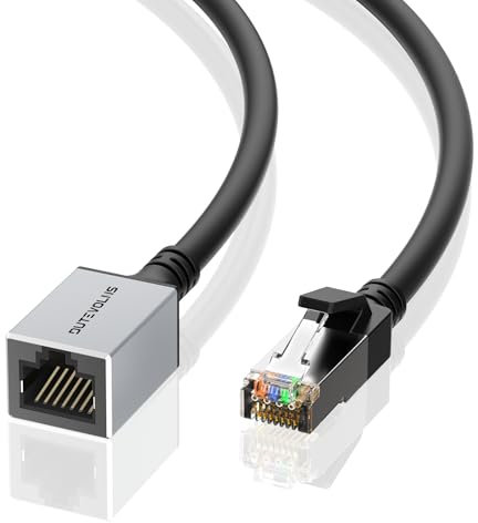 Dutevolns Câble d'extension Ethernet Cat 6 5m, Connecteur réseau mâle à femelle, Câble prolongateur RJ45 Gigabit pour Mac, PC, Routeurs et Modems