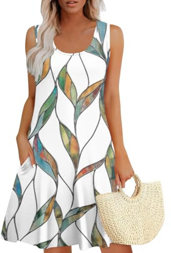 Robe Courte sans Manches Imprimé Été Femme Mi Longue Col U Été De Plage Fleurie Boheme Longue Elegant Robe Femme Printemps XL