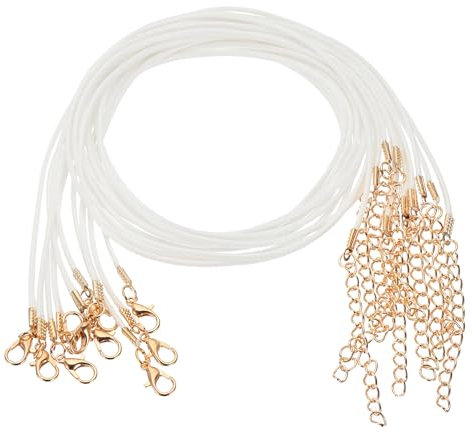 sourcing map 10pcs Waxed Necklace Cord Bulk, 18 Inches and 2mm Dia Necklace String Rope with Clasp for Pendants, Bracelets, Necklaces, Jewelry Making Beading Supplies,White