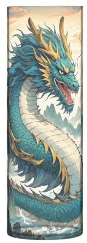 Vase cylindrique en plastique vert avec motif dragon chinois - 30 x 10 cm - Décoration d'intérieur moderne - Pour chambre à coucher, salle à manger