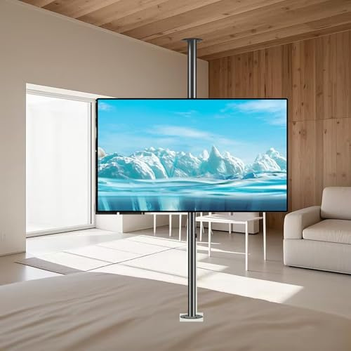 GUODDM LCD TV Um 360 Grad Drehbarer Rahmen - Aufgehängter TV Schrank – Bodenständer Drehbares Trennwand Rack, Drehbarer TV-Schrank, Drehbare Basis, Passend Für 32-75 Zoll Bildschirme(1095-1350mm)