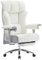 Efomao Big and Tall Office Chair 200KG with Foot Rest, High Back PU Leather Executive Chair with Adjustable Padded Armrests, Lumbar Support for Home or Work, Heavy Duty Computer Chair, White