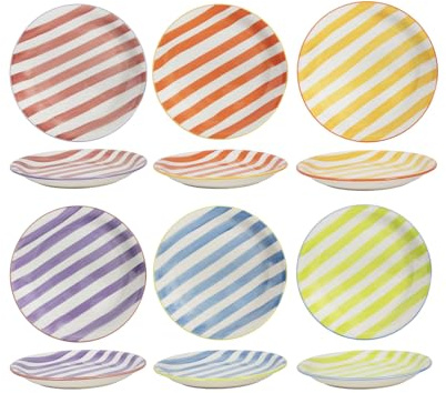 Cookinglife Speiseteller Summer Vibes, 6 Stück, Ø 26,5 cm, Steingut, spülmaschinen- und mikrowellengeeignet