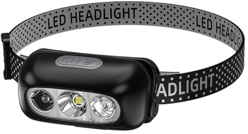 Linterna Frontal,Luz Principal Brillante | Lámpara con Sensor de Movimiento 3 Modos para Senderismo, Ciclismo, Running, Reparación y Camping Accesorios