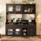 Miyemo Sideboards for Living Room, Kitchen Cabinets, Sideboard Storage Cabinet with Changhong Glass Door & Wine Glass Holder, Multi-Purpose Kitchen Unit, Modern Design, Black
