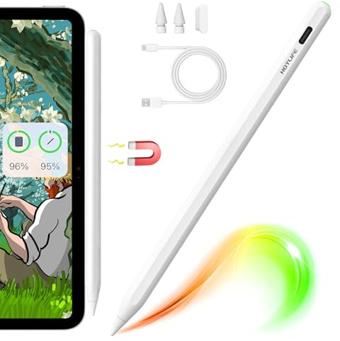 Lápiz capacitivo para iPad con rejección de palma, lápiz capacitivo magnético para iPad A16/10/9/8/7th Gen/Air 13''/11''/Pro 13''/12.9''/11''/Air 5/4/3rd Gen/Mini 6/5th Gen, Active Pencil para i Pad