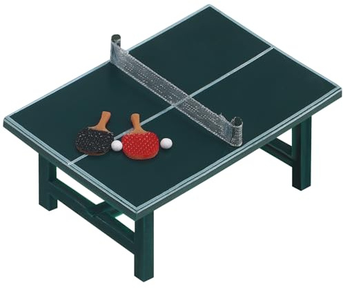 UKCOCO Holz Puppenhaus Tischtennis: Mini Tischtennisplatte Set, Puppenhaus Deko, Miniatur Tischtennis Tisch, Resin, Bunt, 7x5x3cm