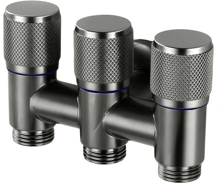 Vanne d'Inversion d'Eau à 3 Voies, Raccord Fileté 1/2 Pouce, Robinet WC 3 Voies avec Colocalisation Flexible, pour Machine à Laver, Lave-Vaisselle et Toilettes