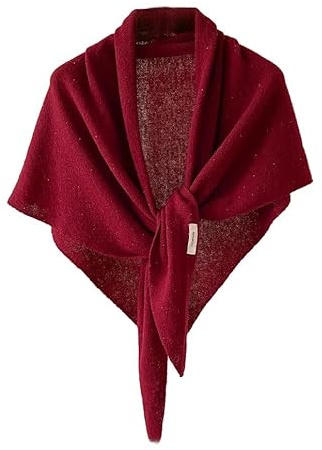YsRoad Dreiecksschal – Woll-Strick Dreiecksschal Winter | Weicher Schal im Britischen Stil | XXL Wollschal–Elegantes Dreieckstuch | 175x67 cm | Burgunderrot,Kamel,Schwarz Gestreift,Rot,Grau
