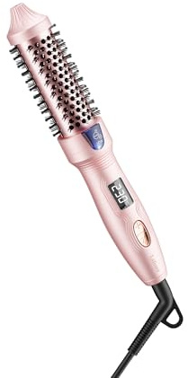 Lafesro Thermal Brush, MINI & Tiny 27MM Ionic Curling Brush for Shiny Hair, Tourmaline Ceramic Ionic Curling Iron Brush for Short to Medium Hair, Adjustable Temperature, Dual Voltage, Compact-Size