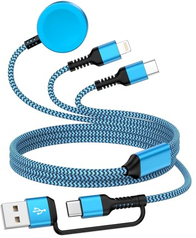 Multi Charger Cable,USB-C Multi Charger for iPhone 17/17 Pro/17 Pro Max/16/16 Pro/15/14/13/12/11/SE,Samsung Galaxy,3 in 2 USB C Charger for Apple Watch for iWatch Utra2/Utra/10/9/8/7/6/5/4/SE/SE2