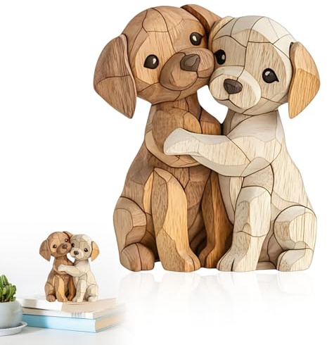 Simsky Hunde Holz Deko, 2D Flache Holzfiguren, Niedliche Dekofigur Ornamente für Büro, Schreibtisch, Bücherregal, Badezimmer, Wohnzimmer