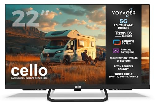Cello Voyager C22TZR-VOY 22 Smart 12V TV, Built-in 5G Wi-Fi Router & Hotspot, Creates Internet Anywhere, Tizen OS by Samsung, 2026