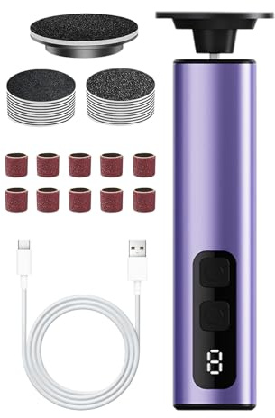 Débarbar de balle électrique, dissolvant de cals électrique pour les pieds - Remover Callus de ponceau de pied portable - Rotation à 360 degrés, 9 vitesses avec disques en papier de verre et têtes de