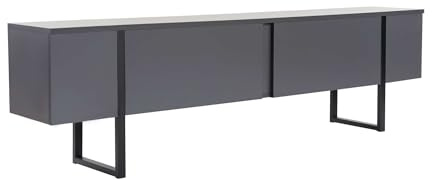 Modernes TV-Möbel, Anthrazit & Schwarz, 180 x 50 x 30 cm | 100% melaminbeschichtete Spanplatte, 18 mm Stärke | stilvolles industrielles Design für Wohnzimmer & Unterhaltungsbereiche