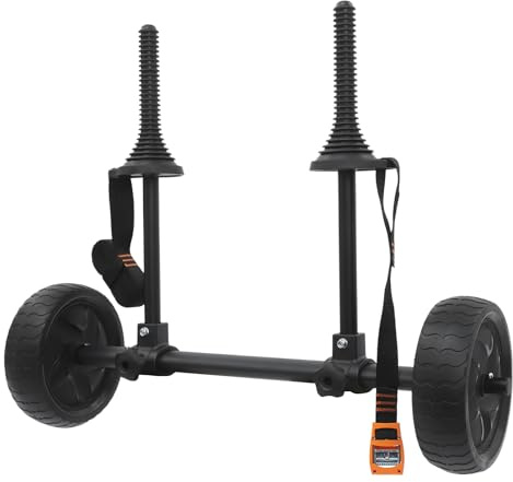 RjcdOPL Carro de Kayak, Carro de Transporte Canoa con Correas, 2 Ruedas Antideslizantes 20 cm, Ancho Ajustable 6-28 cm, Capacidad 45 kg, para Kayaks, Canoas y Tablas de Remo