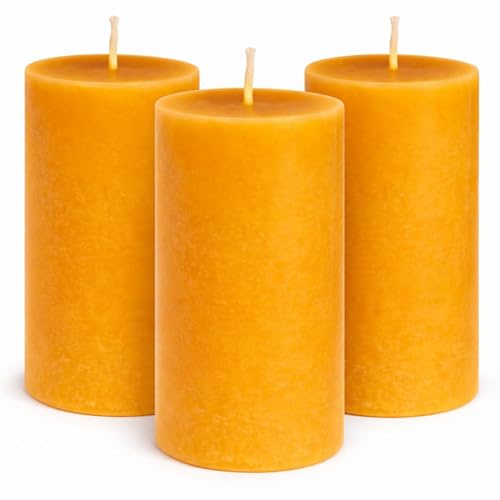 3 handgefertigte Stumpenkerzen aus 100% Bienenwachs (95x45mm) | 15h Brenndauer | Made in Germany | Mit natürlichem Honigduft | Adventskranz & Deko