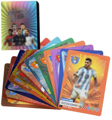 XPJBKC 55 Stück Fußballkarten World Cup, Fußball Sammelkarten, Fußball Karten Für Fans, Champions FuLeague ßball Karte, Fußball Geschenke für Jungs(Farbenfroh)