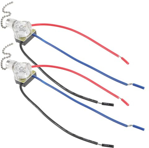 Beavorty Interruptor de Cadena de Tracción Material Compuesto, 3 Velocidades, Fácil de Usar y Reemplazar, Paquete de 2 Piezas para Ventilador de Techo y Lámpara para Hogar y Hotel