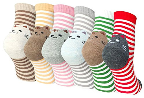 Damen Baumwolle Socken - Witzige Karikatur Tier Muster, Niedliche Bunte Tiere