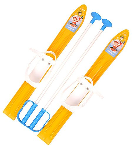 MARMAT SKI Skier Kinder BINDUNG + Stöcken Kinder-SKI Kunststoff 5 Farben 60 cm (Gelb)