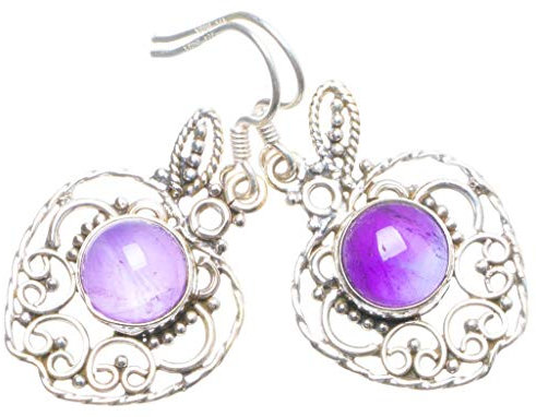 StarGems 925er Sterling Silber Amethyst Einzigartig Handgefertigt Ohrringe 3,81cm Purple X4628