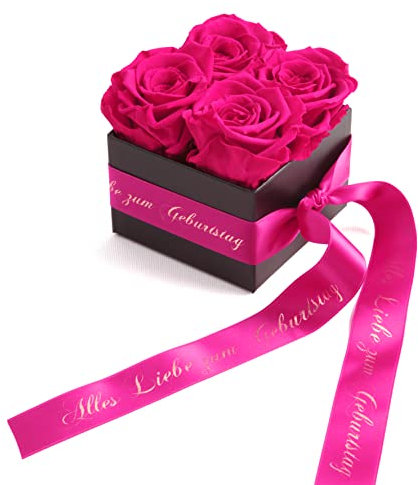 Rosenbox infinity Rosen haltbar 3 Jahre (Alles Liebe zum Geburtstag, Pink)