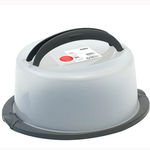 kela Tortentransportbox 30 cm DELI, Kunststoff, Tortenhaube rund, Tortenglocke, Kuchen Transportbox mit Griffen, dunkelgrau