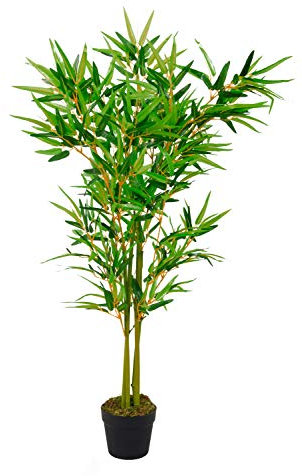 Spetebo Plante artificielle, bambou, dans un pot de fleurs, 115 cm, arbre décoratif d'intérieur