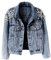 Kedera Damen Jeansjacke bestickt Nieten Perlen Kurze Jeansjacke Mantel, Blau, M