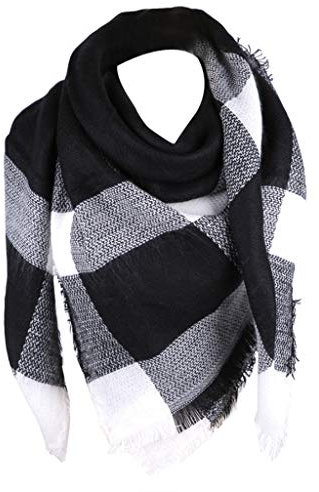 YEBIRAL Damen Schal Kariert übergroßer Frauen Tücher Halstuch Dreieck Schal (Einheitsgröße, Y01Unisex- Schwarz)