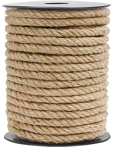 HOMYHOME Corde en Jute 8mm Corde Chanvre 50 Pieds Naturelle de Jute pour travaux manuels, décoration, Jardinage, Maison, Arbre à Chat 1/3inch